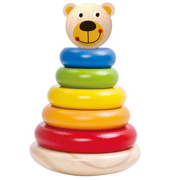 TOOKY TOY Drewniana Układanka Piramidka Miś