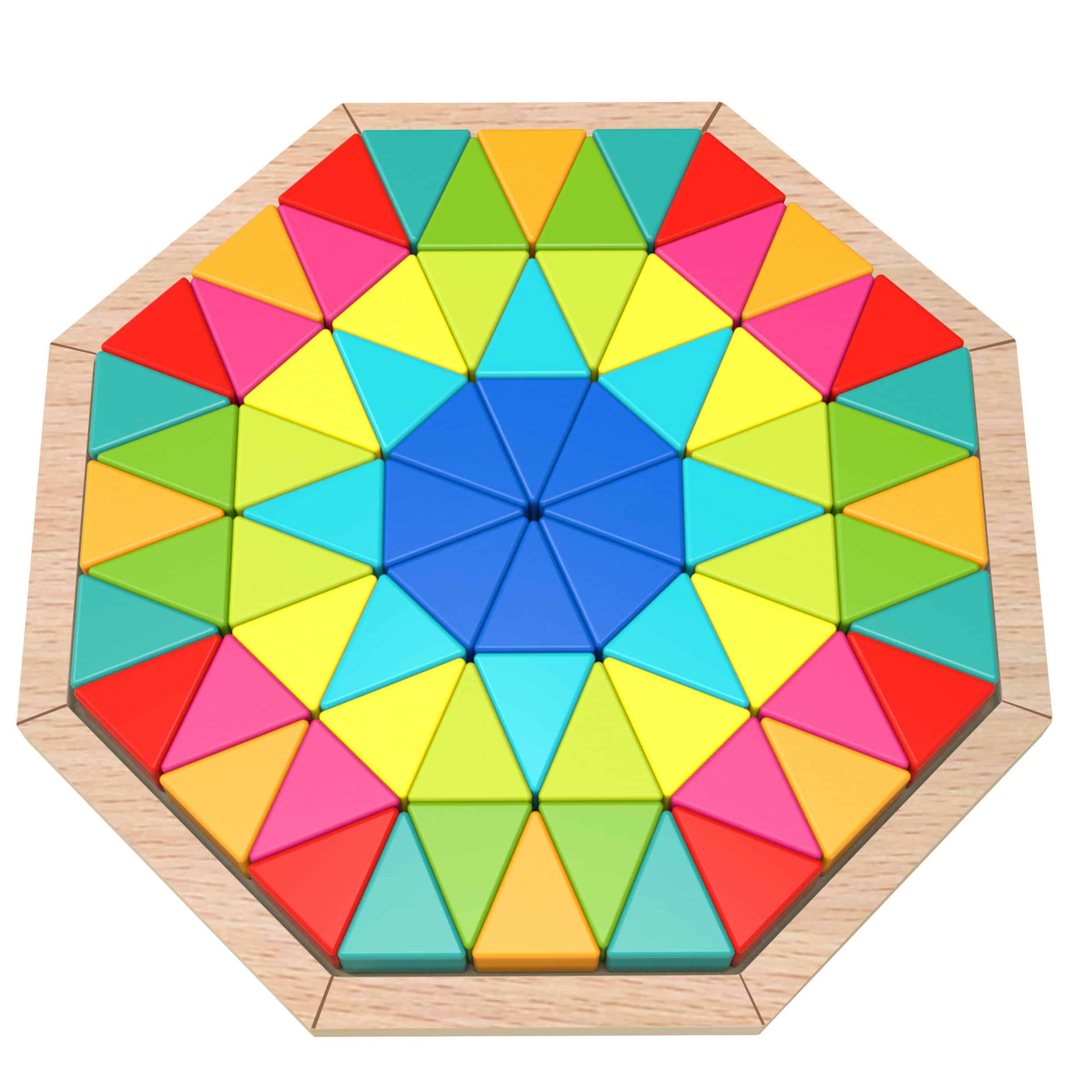 TOOKY TOY  Puzzle Ośmiokątne Drewniana Mozaika Edukacyjna (73el.)