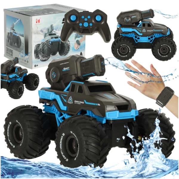 Samochód RC amfibia wodoodporny sterowany gestami ręką + 2 piloty niebieski