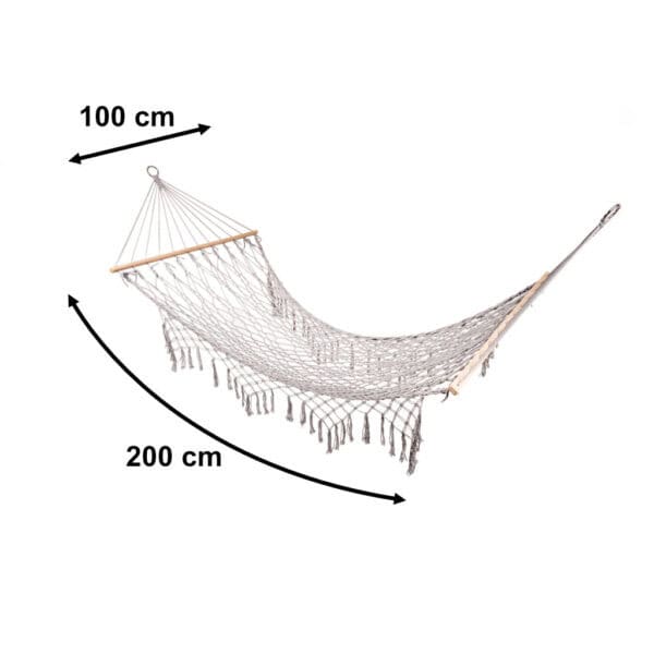 KX3957_1 Hamak ogrodowy boho siatka frędzle leżak wiszący mak KX3957_1 Hamak ogrodowy boho siatka frędzle leżak wiszący mak