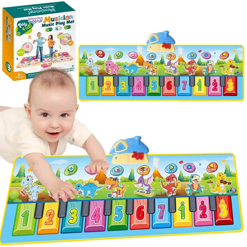 WOOPIE Mata Muzyczna XXL Dinusie 2w1 Pianinko 8 Melodii 110cm