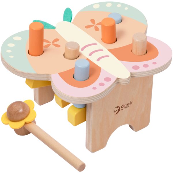 CLASSIC WORLD Wbijak Pastelowy Motylek Montessori z Młoteczkiem CLASSIC WORLD Wbijak Pastelowy Motylek Montessori z Młoteczkiem