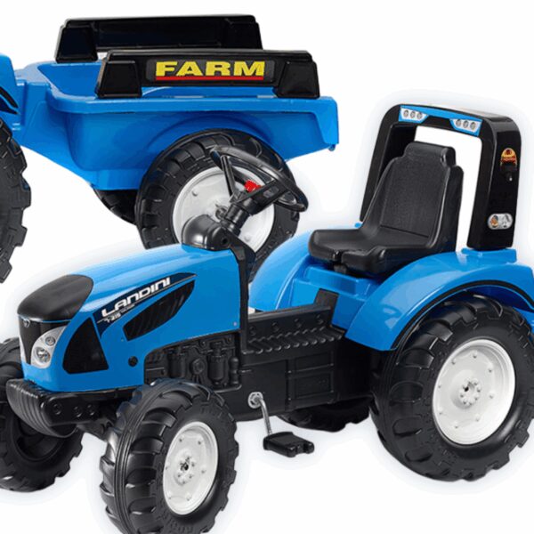 FALK Traktor Landini Niebieski na Pedały z Przyczepką od 3 Lat FALK Traktor Landini Niebieski na Pedały z Przyczepką od 3 Lat
