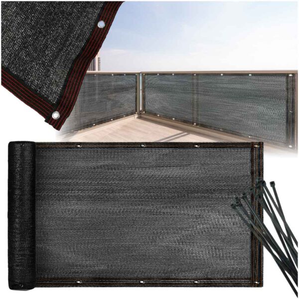 Osłona balkonowa LUARO mata maskująca siatka cieniująca na balkon taras 150g/m2 105x500cm UV Osłona balkonowa LUARO mata maskująca siatka cieniująca na balkon taras 150g/m2 105x500cm UV