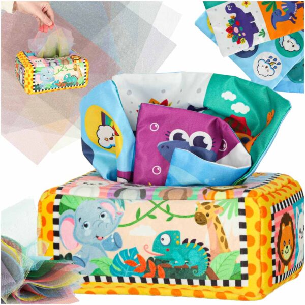 Sorter pudełko z chusteczkami sensoryczne montessori pluszowe cyfry litery Sorter pudełko z chusteczkami sensoryczne montessori pluszowe cyfry litery