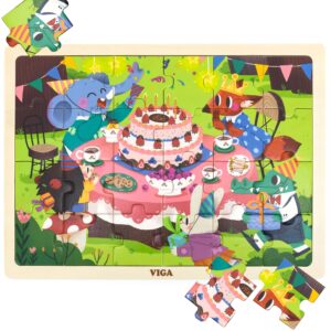 VIGA Drewniane Puzzle Układanka 24 el. Przyjęcie Urodzinowe