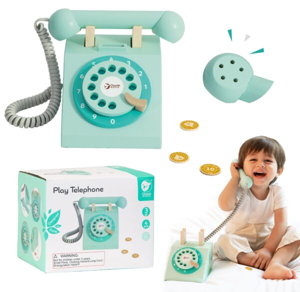 CLASSIC WORLD Klasyczny Drewniany Telefon dla Dzieci 4 el. CLASSIC WORLD Klasyczny Drewniany Telefon dla Dzieci 4 el.