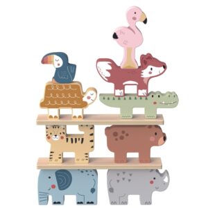 TOOKY TOY Drewniane Klocki Układanka Zwierzątka Montessori 9 el.