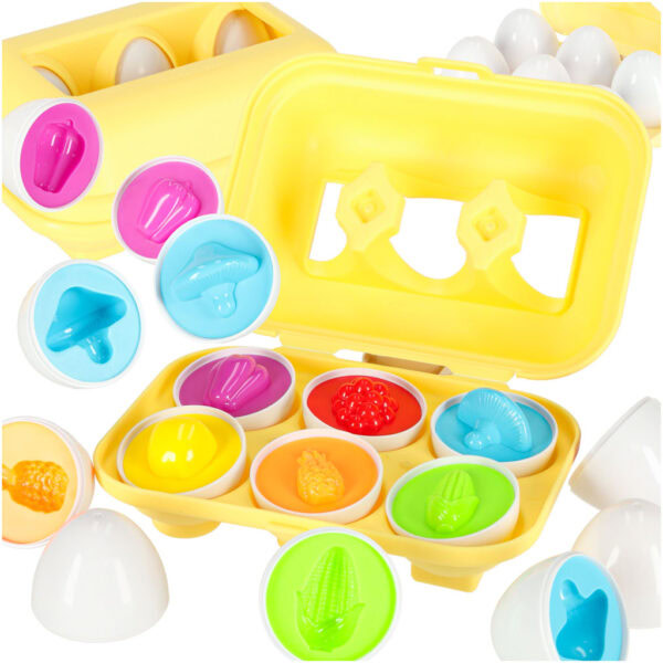 Układanka edukacyjna sorter dopasuj kształty jajka montessori owoce warzywa 6szt