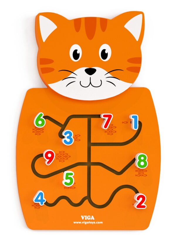 VIGA Drewniana Tablica Manipulacyjna Cyfry Kotek Certyfikat FSC Montessori VIGA Drewniana Tablica Manipulacyjna Cyfry Kotek Certyfikat FSC Montessori