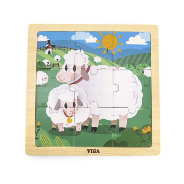 VIGA Poręczne Drewniane Puzzle Owieczki 9 elementów VIGA Poręczne Drewniane Puzzle Owieczki 9 elementów