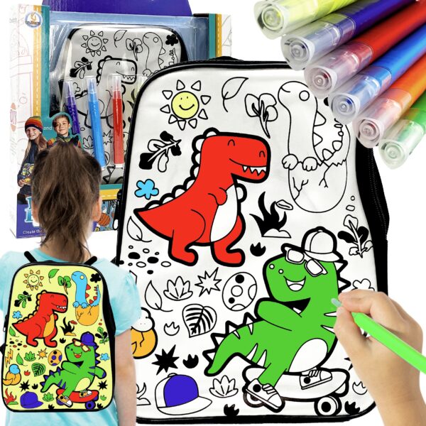 WOOPIE ART&FUN Plecak Dinozaur do Malowania Kolorowania Markerami Zestaw Kreatywny DIY WOOPIE ART&FUN Plecak Dinozaur do Malowania Kolorowania Markerami Zestaw Kreatywny DIY