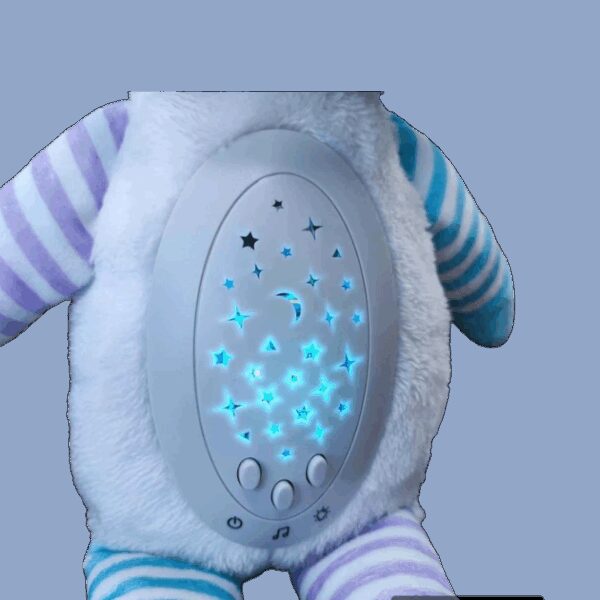 WOOPIE-BABY-Interaktywna-Owieczka-Przytulanka-2w1-Projektor-4 Lampka nocna dla dzieci z projektorem gwiazd i księżycem, przyjazna dla maluchów, idealna do pokoju dziecięcego, uspokaja i tworzy magiczną atmosferę.