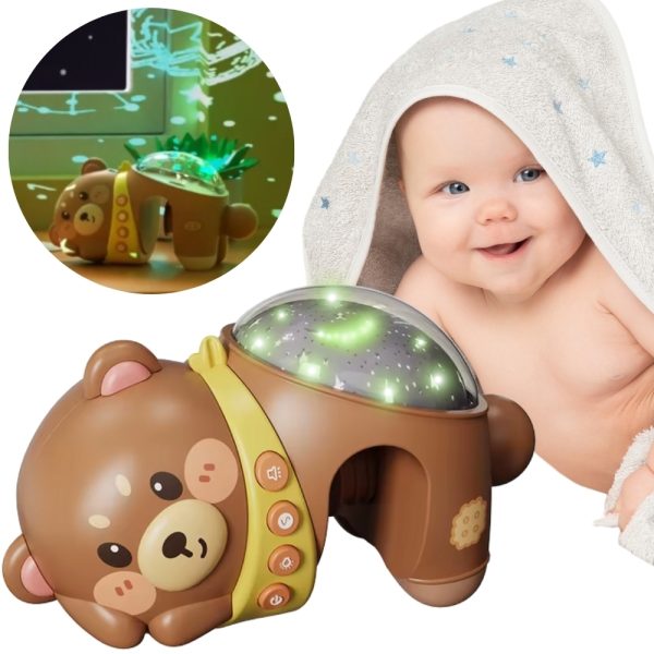 WOOPIE BABY Projektor Gwiazd Rzutnik Lampka Nocna dla Dzieci Miś Miś pluszak z funkcją projektora świetlnego, interaktytny dla dzieci, edukacyjna zabawka, rozwój wyobraźni, przytulanka dla niemowląt, prezent dla malucha, zabawka edukacyjna, światełka i dźwięki, zabawki dla dzieci 0+.