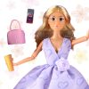 Zabawka lalka Barbie w zwiewnej sukience z różowymi serduszkami, akcesoria i telefon, idealne dla dziewczynek, prezent, kreatywna zabawa, baśniowa stylizacja, piękne detale, świat Zosi.